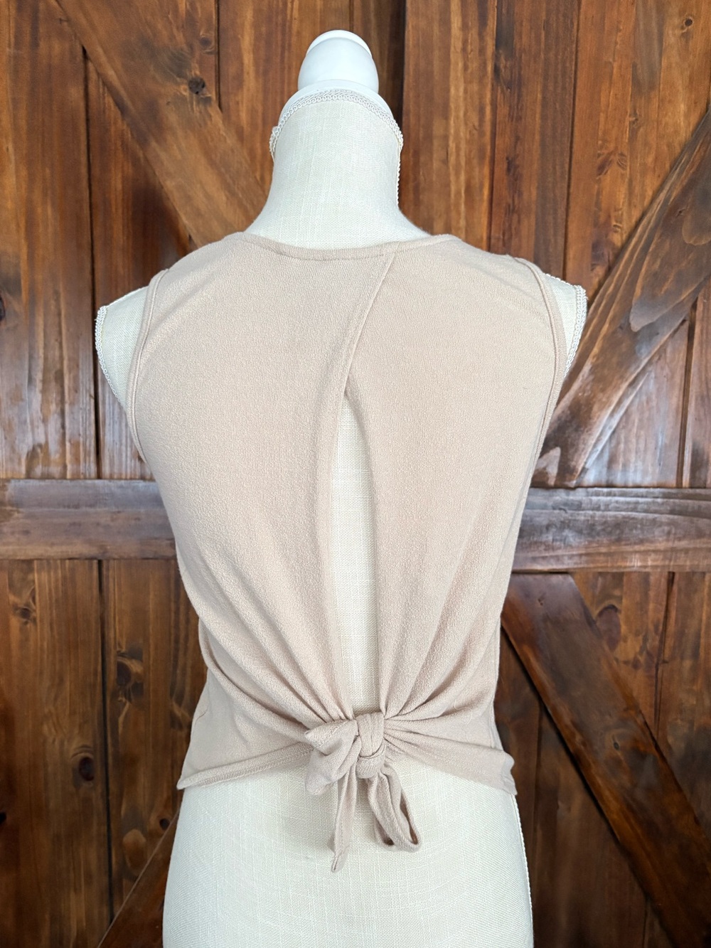 ALYA Beige Tied Open Back Top 🤍✨